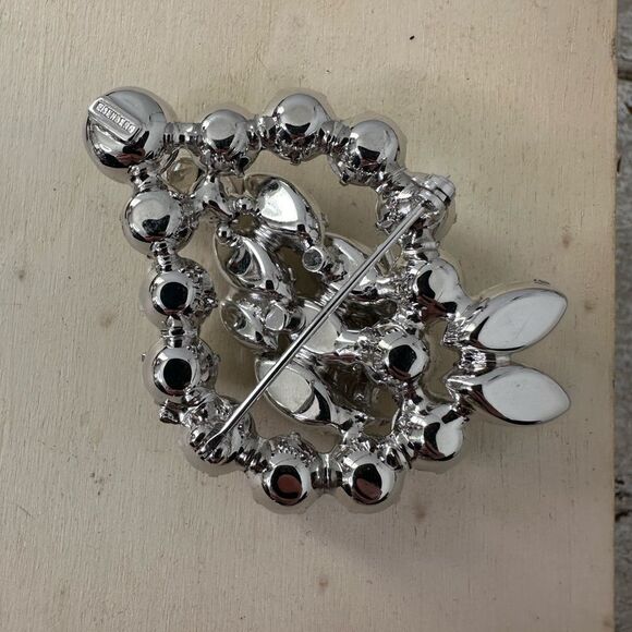 Vintage Eisenberg Clear Rhinestone Glam Brooch And Earring Set - Picture 3 of 10